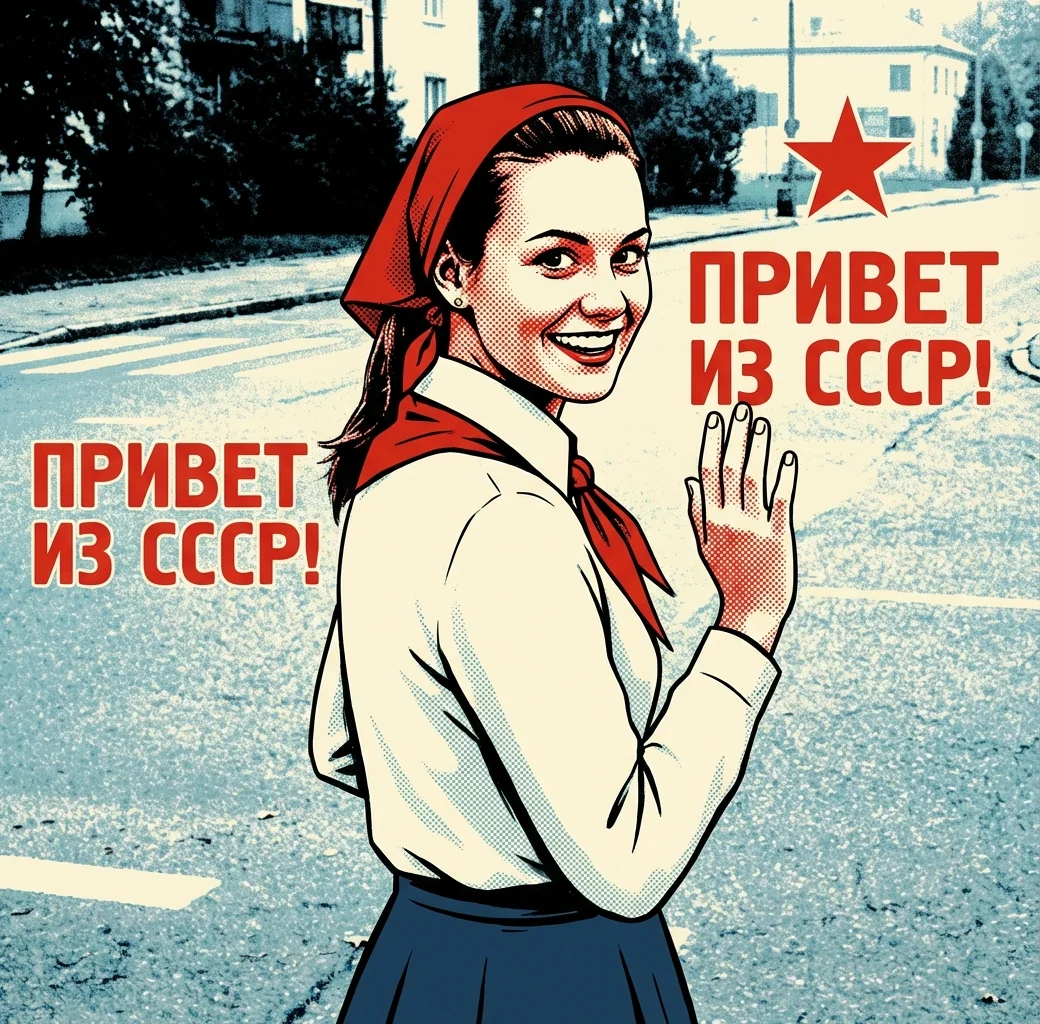 Сделать открытку из фото в стиле СССР - после обработки нейросетью