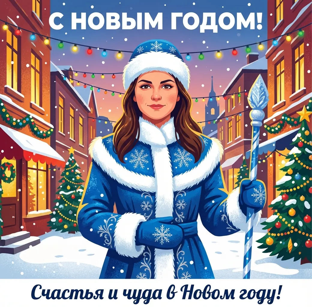 Новогодняя открытка из фото с помощью нейросети